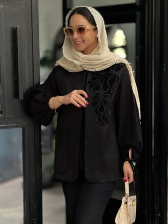 وست ژاکارد با اپلیکه دوزی مخمل Slate