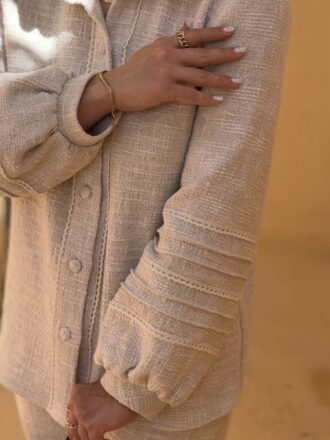 ست شومیز و شلوار کتان کنف کرم